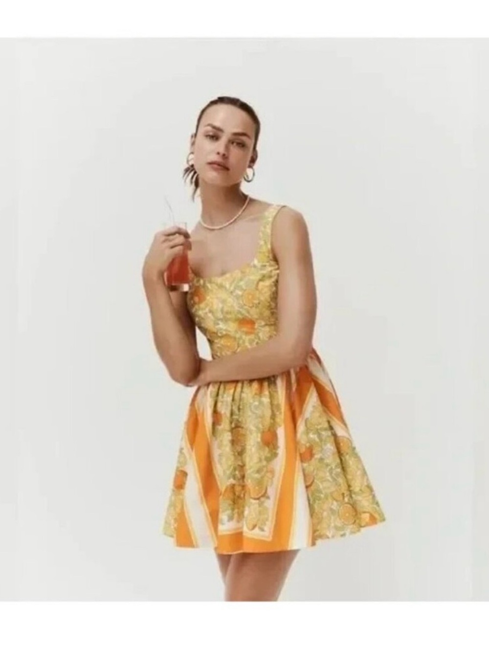 J. Crew Stefania Limone Scarf print Yellow Orange Floral Sun Dress NWT size 10
